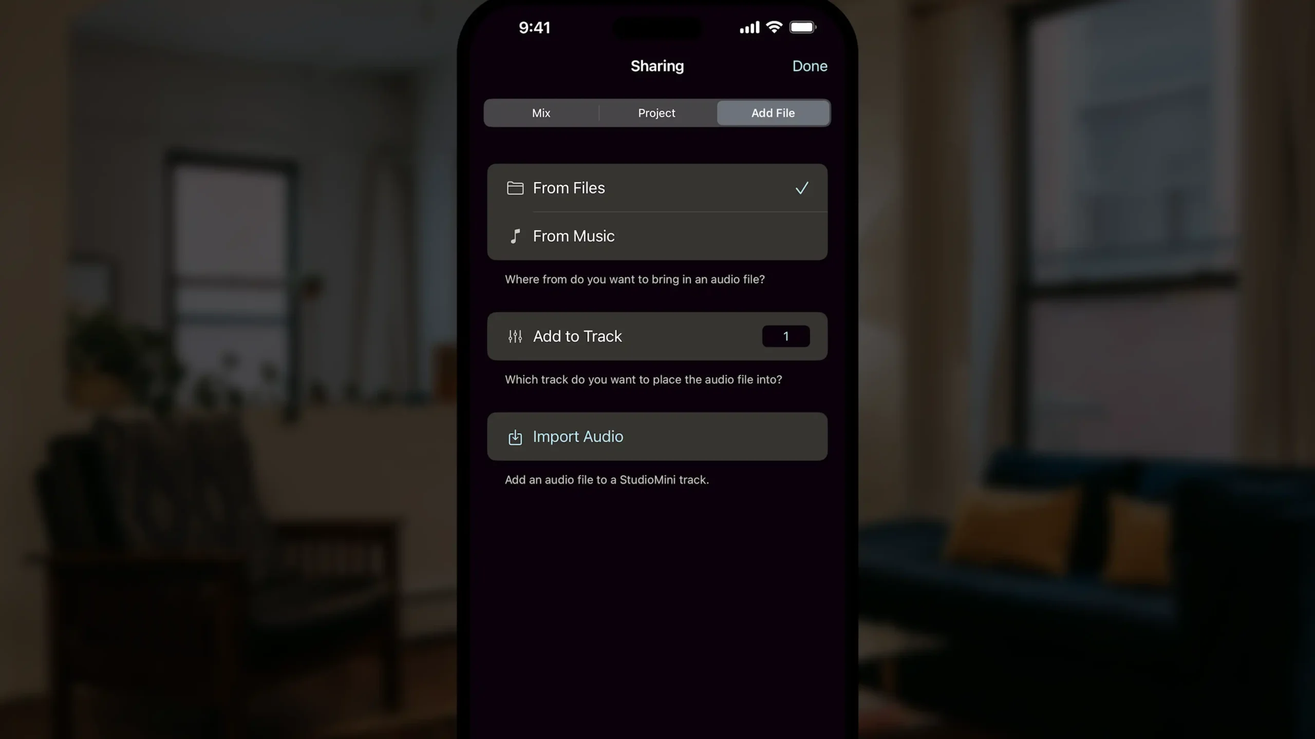 StudioMIni-Sharing-Add-file Sharing Add File - StudioMini app to record music