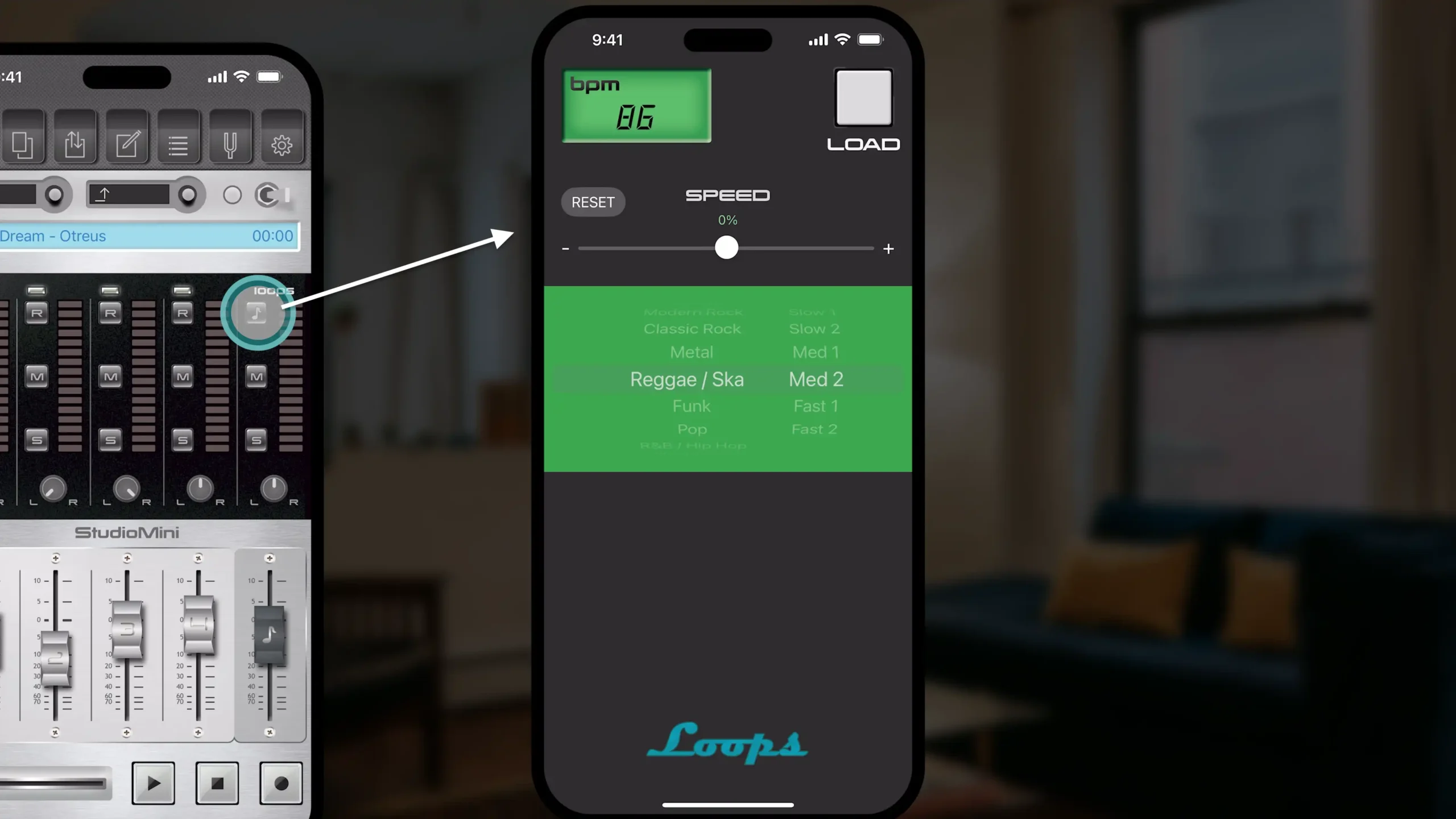 StudioMini-Loops-button Loops button - StudioMini app to record music